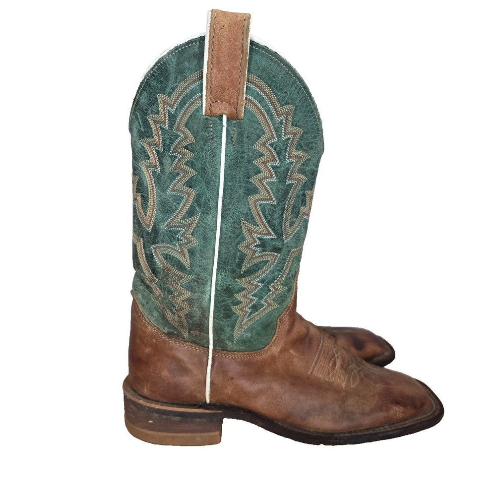 Justin Western Boots Womens 7 Bent Rail Kennedy 11 Turquoise Brown Cowgirl USA
